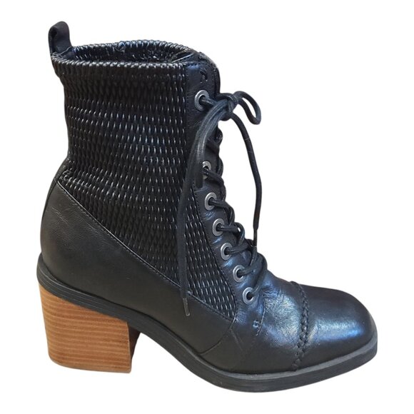 Kelsi Dagger Weaver Black Leather Heeled Lace-up Ankle Boots Women's 7.5 M - Picture 9 of 14